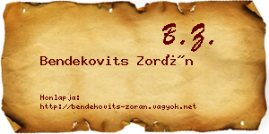 Bendekovits Zorán névjegykártya
